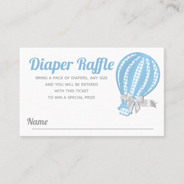 Tarjeta De Visita Diaper Raffle Hot Air Balloon Baby Shower (Anverso)