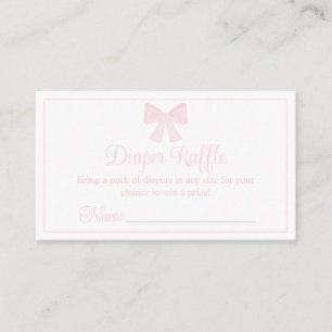 Tarjeta De Visita Diaper Raffle Pink Bow Preppy Baby Shower