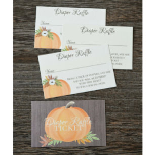 Tarjeta De Visita Diaper Raffle Pumpkin Fall Baby Shower
