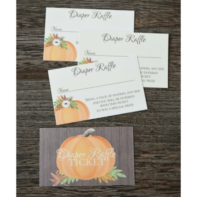 Tarjeta De Visita Diaper Raffle Pumpkin Fall Baby Shower (Subido por el creador)