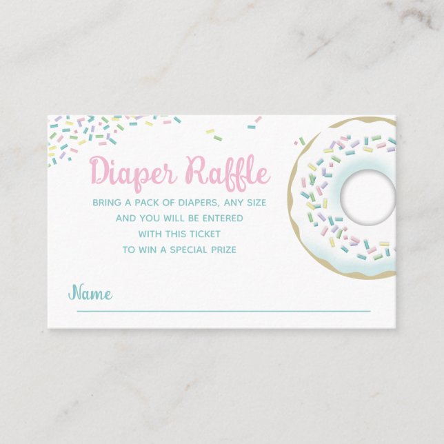 Tarjeta De Visita Diaper Raffle Sprinkle Doughnut Baby Shower (Anverso)