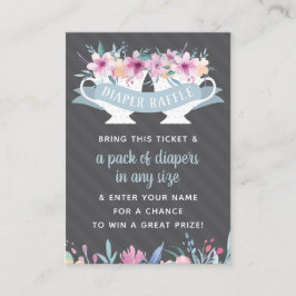 Tarjeta De Visita Diaper Raffle Ticket, Fiesta de té Baby Shower