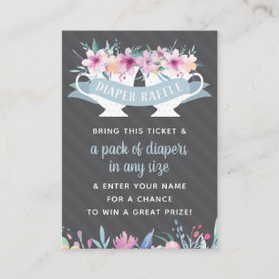 Tarjeta De Visita Diaper Raffle Ticket, Fiesta de té Baby Shower