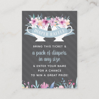 Tarjeta De Visita Diaper Raffle Ticket, Fiesta de té Baby Shower