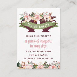 Tarjeta De Visita Diaper Raffle Ticket, Fiesta de té Baby Shower