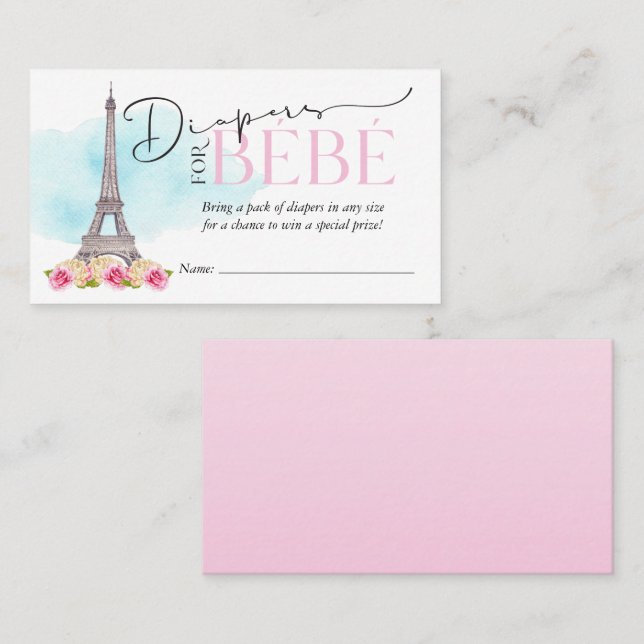 Tarjeta De Visita Diapers para Bébé Diaper Raffle Insert (Anverso / Reverso)