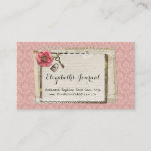 Tarjeta De Visita Diario ruso Shabby Chic Pink Victorian Damask