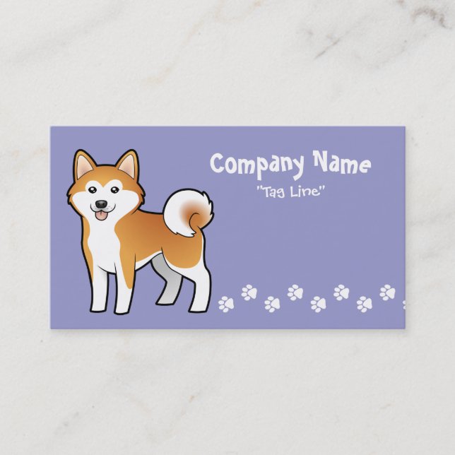 Tarjeta De Visita Dibujo animado Akita Inu/Shiba Inu (Anverso)