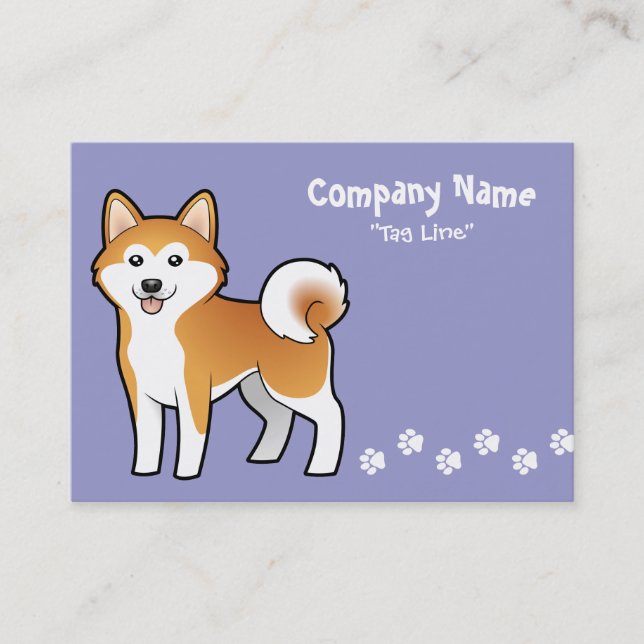 Tarjeta De Visita Dibujo animado Akita Inu/Shiba Inu (Anverso)