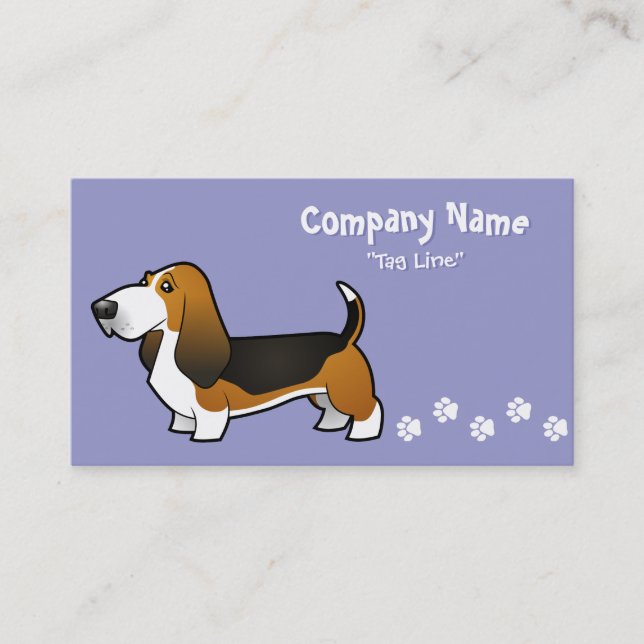 Tarjeta De Visita Dibujo animado Basset Hound (Anverso)
