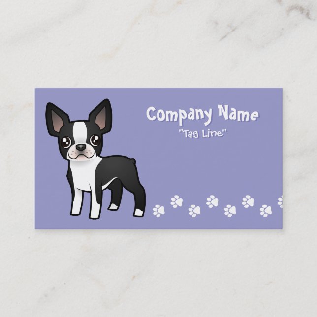 Tarjeta De Visita Dibujo animado Boston Terrier (Anverso)