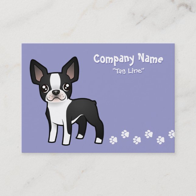 Tarjeta De Visita Dibujo animado Boston Terrier (Anverso)