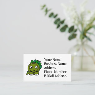 Tarjeta De Visita Dibujo animado de Stegosaurus verde lindo con dive