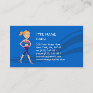 Tarjeta De Visita Dibujo animado del chica de la aptitud
