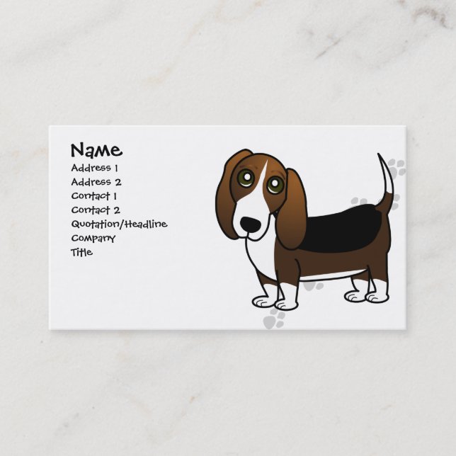 Tarjeta De Visita Dibujo animado lindo de Basset Hound - Brown (Anverso)