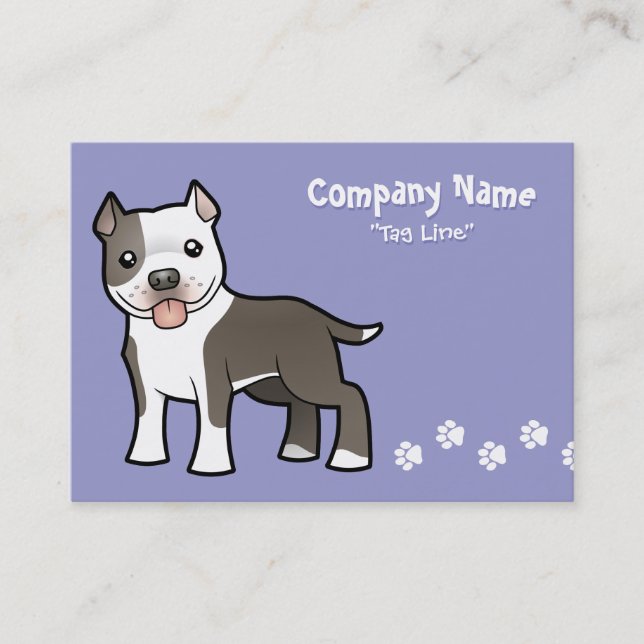 Tarjeta De Visita Dibujo animado Pitbull/Staffordshire Terrier (Anverso)