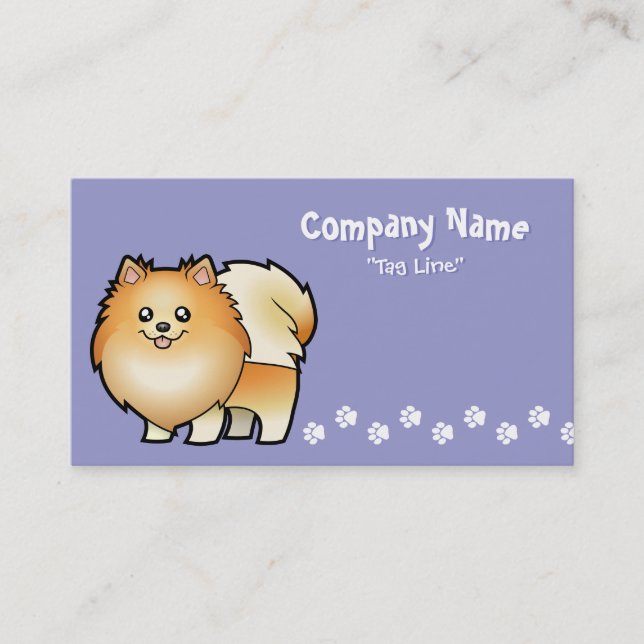 Tarjeta De Visita Dibujo animado Pomeranian (Anverso)