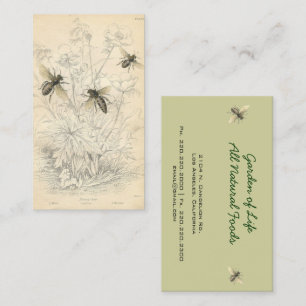 Tarjeta De Visita Dibujo de Abejas Melíferas Vintage, Personalizado