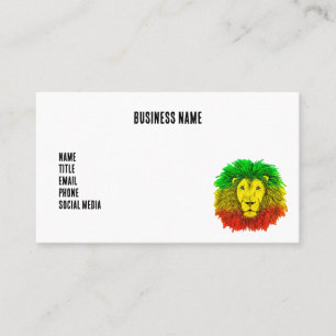 Tarjeta De Visita Dibujo de cabeza de león Rasta rojo amarillo verde