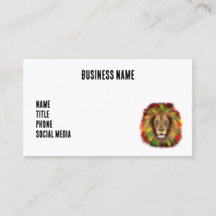 Tarjeta De Visita Dibujo de cabeza de león Rasta rojo amarillo verde