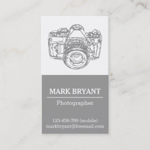 Tarjeta De Visita Dibujo de cámara gris, Fotógrafo