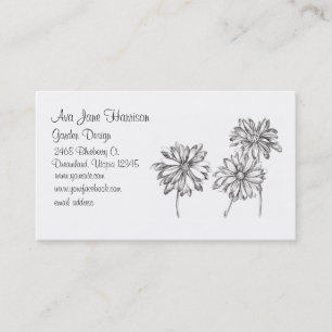 Tarjeta De Visita Dibujo de flores blancas negras
