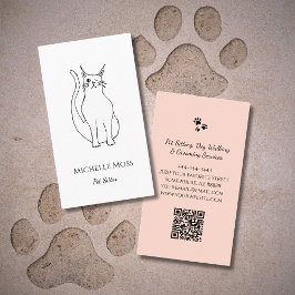 Tarjeta De Visita Dibujo de gato por corte código QR Mascota profesi