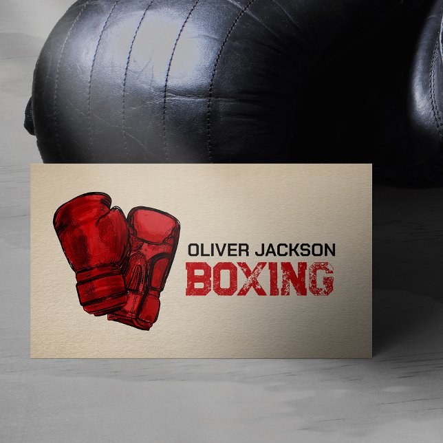 Tarjeta De Visita Dibujo de guantes de entrenador de boxeo (Subido por el creador)