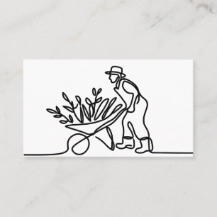 Tarjeta De Visita dibujo de línea de un agricultor o jardinero