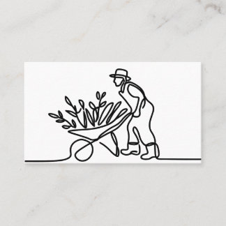 Tarjeta De Visita dibujo de línea de un agricultor o jardinero