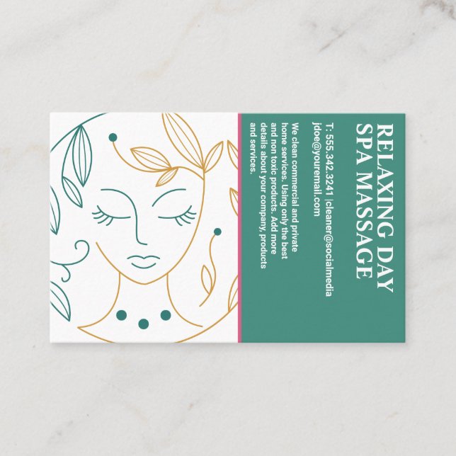 Tarjeta De Visita Dibujo de líneas de spa de belleza | Cosmética (Anverso)