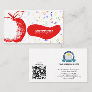 Tarjeta De Visita Dibujo de mano de sketch de Apple rojo divertido y