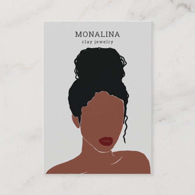 Tarjeta De Visita Dibujo de mujer | Pantalla moderna de joyería  (Anverso)