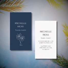 Tarjeta De Visita Dibujo de palmeras tropicales azules de la marina 