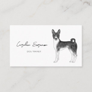 Tarjeta De Visita Dibujo de perro Basenji en blanco y negro minimali