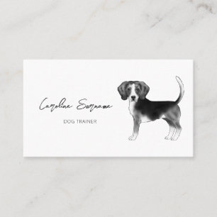 Tarjeta De Visita Dibujo de perro Beagle en blanco y negro minimalis