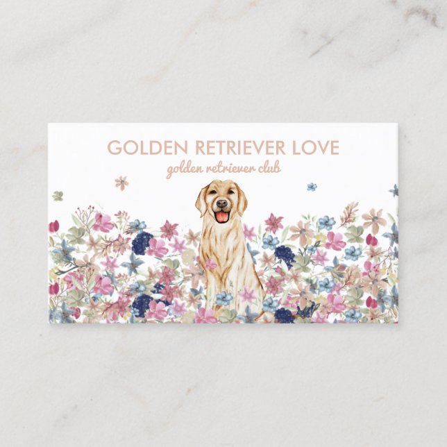 Tarjeta De Visita Dibujo de perro de Golden Retriever (Anverso)