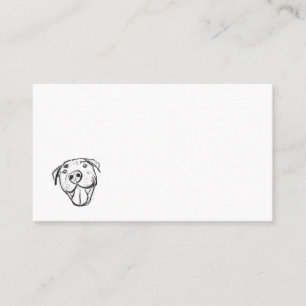 Tarjeta De Visita dibujo de pitbull simple amantes de perros blanco 