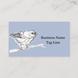 Tarjeta De Visita Dibujo de Tinta de Pájaro Azul Gris Naturaleza Vid