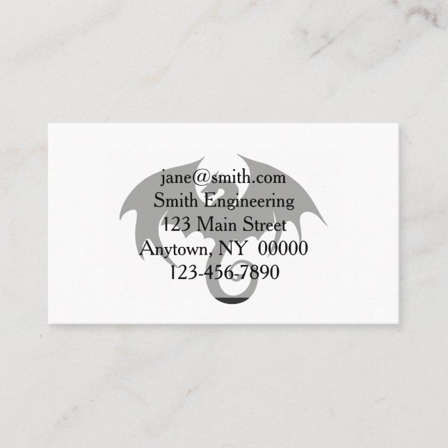 Tarjeta De Visita Dibujo de una silueta de dragón negro (Anverso)