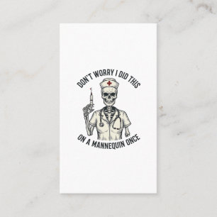 Tarjeta De Visita Dibujo divertido de enfermera esqueleto jeringa gr