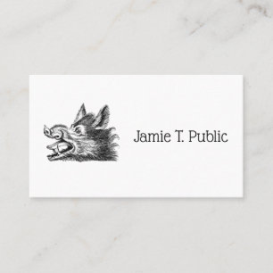 Tarjeta De Visita Dibujo en blanco y negro de cabeza de jabalí vinta