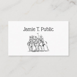 Tarjeta De Visita Dibujo Estilizado Vintage de Partido de Polo #1 Ne