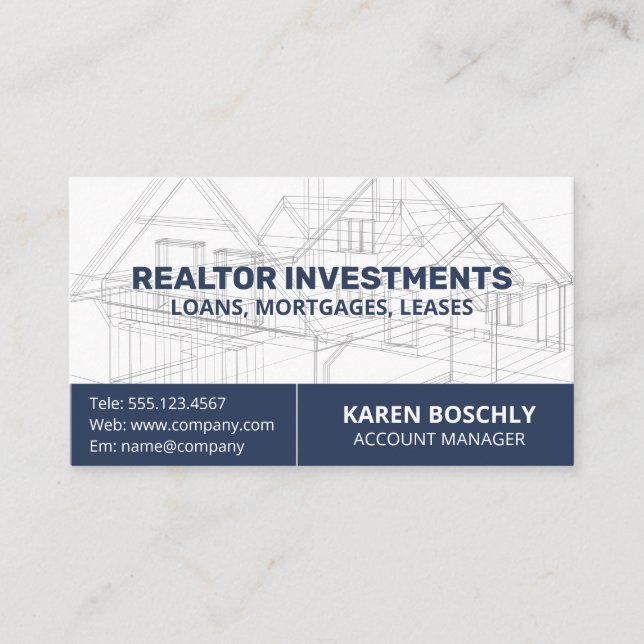 Tarjeta De Visita Dibujo general de arquitecto | Estructura (Anverso)