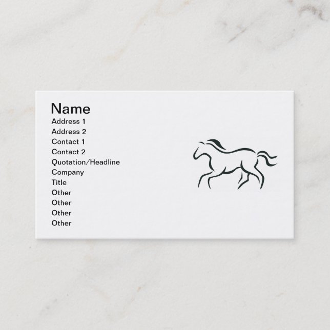 Tarjeta De Visita Dibujo lineal del caballo (Anverso)