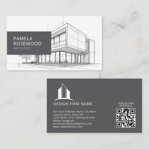 Tarjeta De Visita Dibujo técnico arquitectónico blanco gris