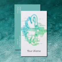 Dibujo vintage - reflejo de cisne - verde