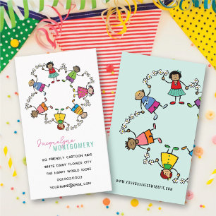 Tarjeta De Visita Dibujos Animados Adorables Niños Felices Amigos Al