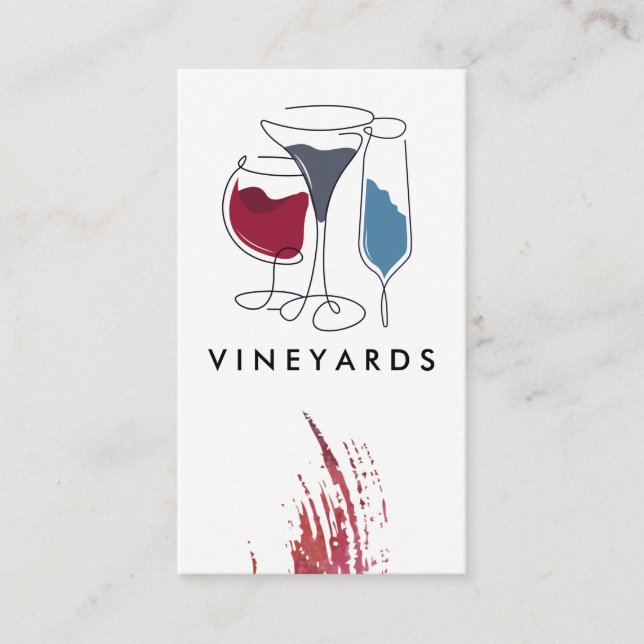 Tarjeta De Visita Dibujos de lentes de vino artístico | Creativo (Anverso)