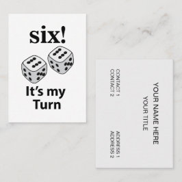 Tarjeta De Visita Dice Rolling Six It's My Turn Roll Dice